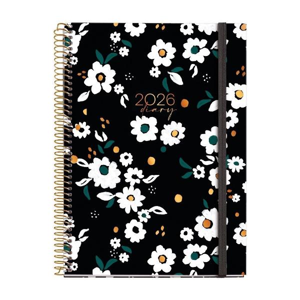 Agenda cu spira Miquelrius Plus 155x213 mm datata saptamanal Noir Garden Natura MR34532  