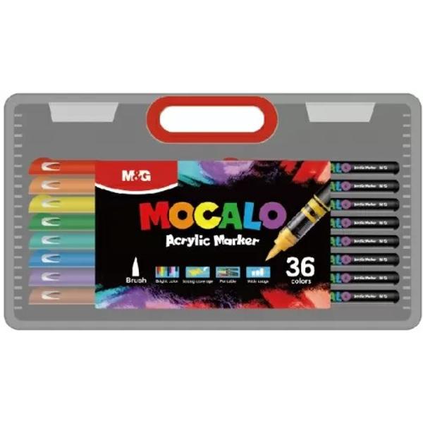 Setul MOCALO M&G aduce libertate creativ&259; pe o varietate de suprafe&539;eMarkerele cu vârf tip pensul&259; ofer&259; control excelent al grosimii linieivopsea acrilic&259; foarte pigmentat&259; &537;i un mecanism cu supape careprevine scurgerile &537;i asigur&259; dozarea optim&259; a cerneliiFormat compact – u&537;or de depozitat &537;i transportatVârf tip pensul&259; pentru linii fine sau late în 
