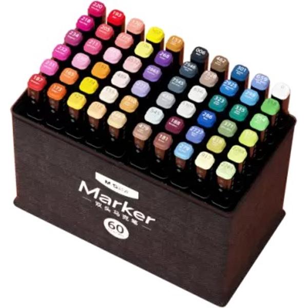 D&259; frâu liber creativit&259;&539;ii tale cu acest set generos de 60 de markere art cu dou&259; capete ideale pentru desen schi&539;are &537;i colorare Fie c&259; e&537;ti pasionat de art&259; student sau profesionist acest set î&539;i ofer&259; toate resursele pentru a crea lucr&259;ri expresive &537;i preciseFiecare marker este prev&259;zut cu un cap&259;t lat excelent pentru acoperirea uniform&259; a suprafe&539;elor mari &537;i un 