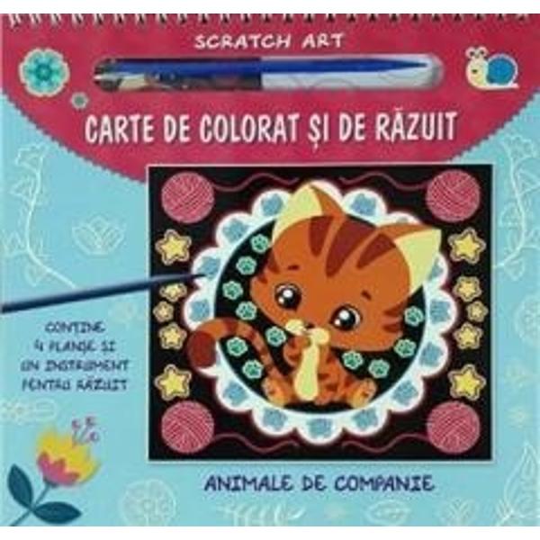O altfel de carte de colorat pentru copiiCei mici se vor distra si vor invata animalele colorand desenele atragatoare dar nu numaiCartea mai contine 4 planse razuibileFolosind un instrument special inclus copiii le pot razui cum doresc pentru a crea propriile modele