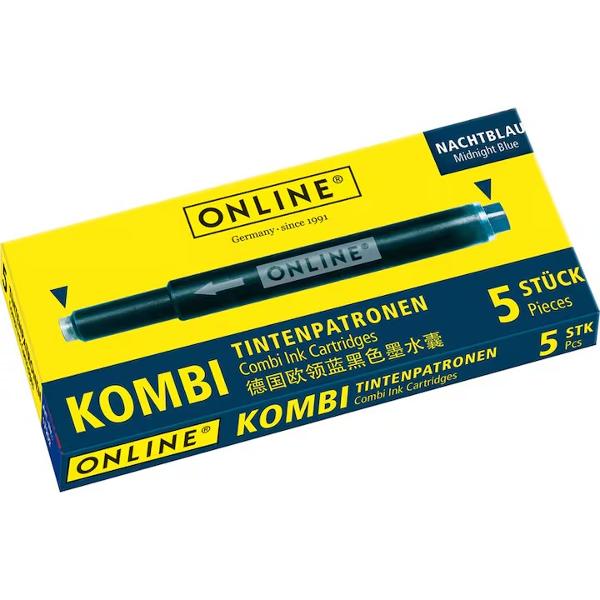 Cartus combi cu doua capete partea subtire pentru toate sistemele standard Online si partea groasa pentru stilouri Lamy Cartusul de cerneala intotdeauna potrivit Cerneala de inalta calitate garanteaza o culoare intensa si o calitate deosebita a scrierii 5 cartuseset