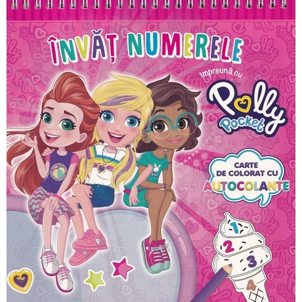 Invat numerele impreuna cu Polly Pocket Carte de colorat cu autocolanteCopiii vor colora si in acelasi timp vor invata numerele intr-un mod amuzant Ei vor colora imaginile conform codului de culori de pe fiecare pagina Cifra le va spune ce culoare sa foloseasca