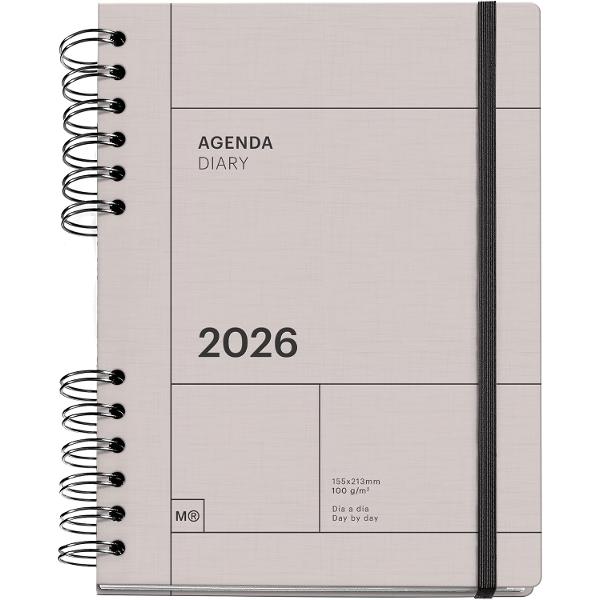 Agenda cu spira Miquelrius Plus 164x218 mm datata zilnic Grey Back to Basics MR34556