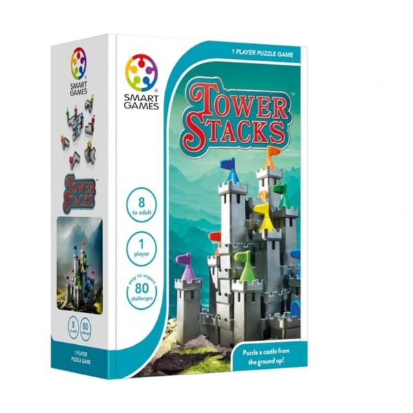 Smart Games - Tower Stacks Joc de Logic&259; cu 80 de Provoc&259;ri 8 AniSmart Games Tower Stacks ofer&259; o experien&539;&259; captivant&259; pentru un singur juc&259;tor punând la încercare abilit&259;&539;ile de rezolvare a problemelor &537;i stimulând gândirea logic&259; Juc&259;torii sunt provoca&539;i s&259; construiasc&259; un castel vertical folosind nou&259; piese de puzzle pornind de la podea &537;i utilizând 