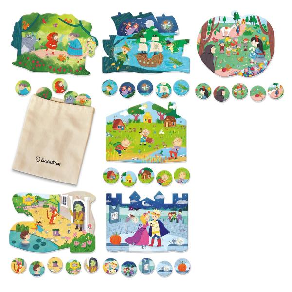 Dou&259; jocuri &icirc;ntr-unul pentru &icirc;ntreaga familie s&259; se bucure &icirc;n lumea magic&259; a pove&537;tilor Jocul clasic de bingo&mdash;fii primul care completeaz&259; tabla de basm folosind jetoanele cu personaje &537;i obiecte care fac fiecare poveste unic&259; &Icirc;n plus bucur&259;-te de jocul Caut&259; &537;i G&259;se&537;te reconstruie&537;te pove&537;tile de basm g&259;sind toate jetoanele corespunz&259;toare