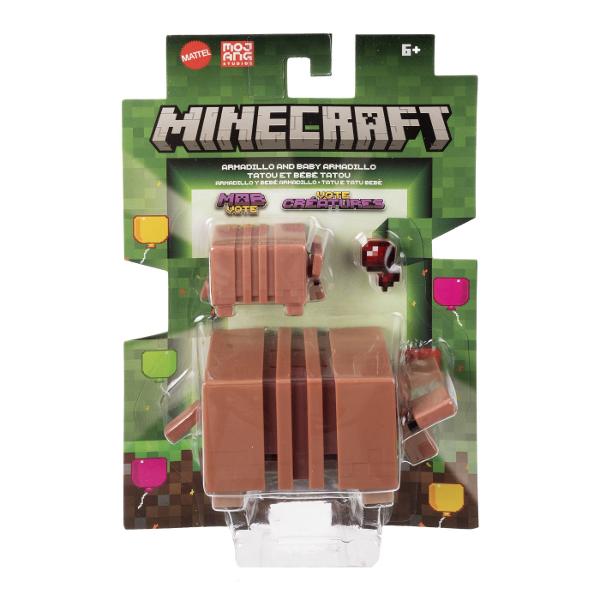Creeaza exploreaza si supravietuieste cu figurile Minecraft Aceste figurine de actiune au fost create in mod autentic folosind designul pixelat al jocului video asa ca sunt grozave pentru joc si afisare Articulatiile mobile permit personajelor emblematice sa atinga ipostaze de actiune Fiecare figurina vine cu o piesa Build A Portal Jucatorii le pot colecta pe toate pentru a construi un portal complet Minecraft End care este de doua ori mai inalt decat figura Este un cadou grozav pentru 