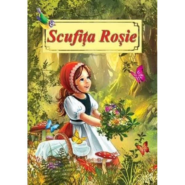 Scufita Rosie-Poveste ilustrataScufita rosie repovestita dupa fratii Grimm este o carte adaptata pentru copiii de gradinita si cei din clasele mici care abia au invatat sa citeasca Ilustratiile colorate stimuleaza creativitatea copiilor care pot vizualiza mai usor firul povestiiTextul cartii are un format mare si este structurat pe paragrafe carora le corespund ilustratii specifice 