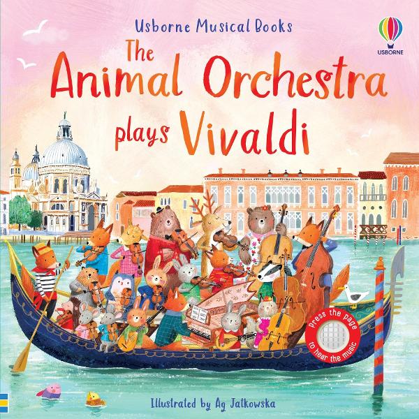 The animal orchestra is visiting Venice and playing music by an amazing composer who lived there Discover five of Vivaldis most beautiful tunes by pressing the buttons on the pages while members of the orchestra tell you a little about the life of one of the most beloved composers of all time