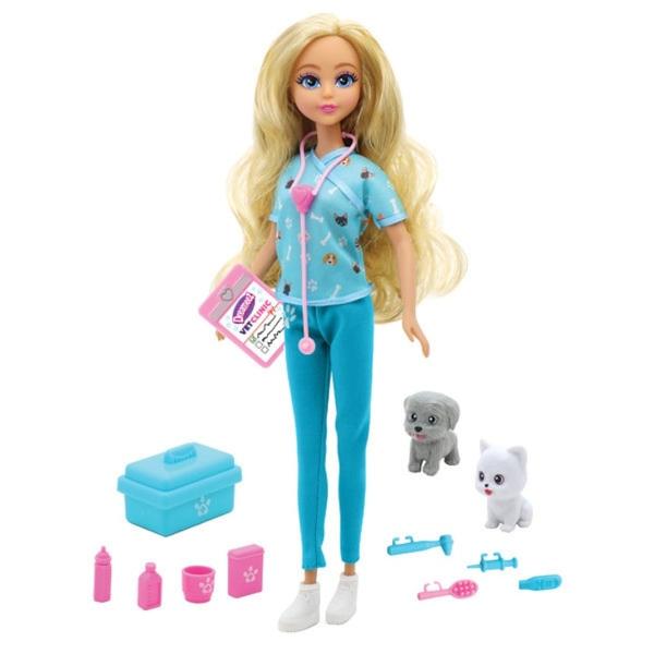 Papusa Dreameez veterinarPatrunde in lumea animalelor de companie cu papusa Dreameez veterinar si ajuta la vindecarea prietenilor blanosi bolnavi sau raniti Aceasta papusa adorabila vine echipata cu instrumente veterinare pentru ca fiecare animal de companie sa primeasca cea mai buna ingrijire Alegerea perfecta pentru copiii iubitori de animale care adora sa aiba grija si sa se joace de-a rolurileDe ce este o alegere minunata papusa Dreameez veterinarEchipament 