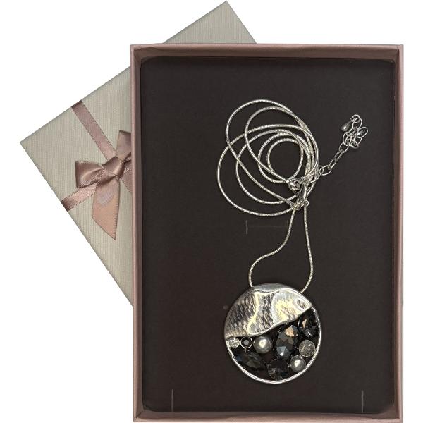 Colier alama argintiu cristale  80 5cm 7811