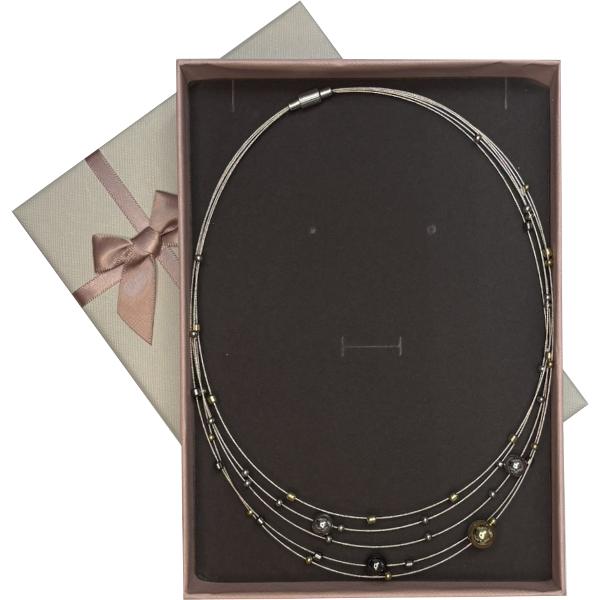 Colier rodiat cu bile metal pe sarma de otel inoxidabil  42 7cm 7519