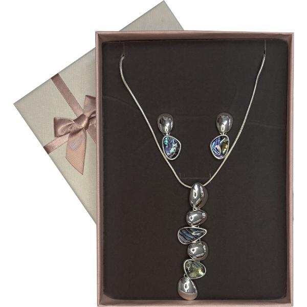 Set colier si cercei alama argintiu 80 5cm GA288