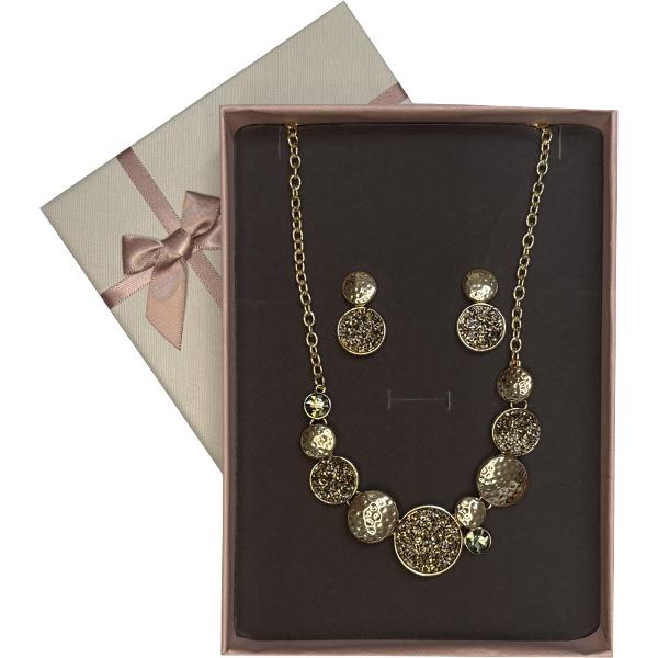 Set colier si cercei alama auriu 42 7cm GA290