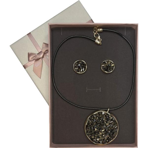 Set colier si cercei alama auriu 42 7cm GA289