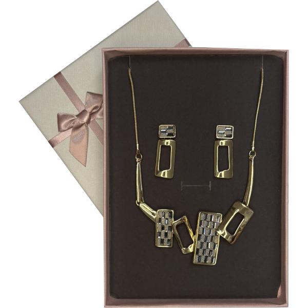 Set colier si cercei alama auriu 42 7cm GA282