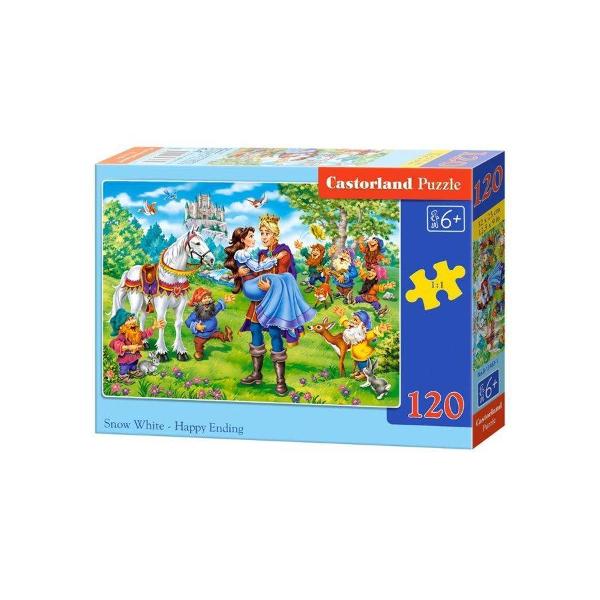 Puzzle de 120 de piese cu Alba ca Zapada - Sfarsit Fericit Dimensiuni cutie 245×175×37 cm Dimensiune puzzle 32×23 cm Pentru cei cu varste peste 6 ani