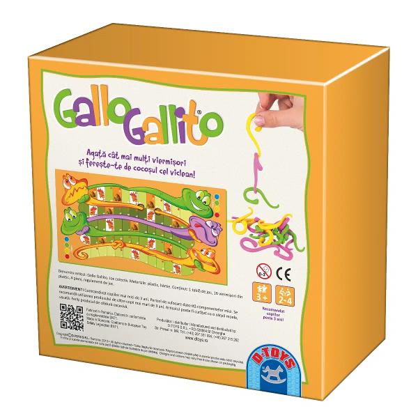 Vrei s&259; te conectezi cu cel mic prin joc &537;i veselie Alege Gallo Gallito un joc super distractiv cu viermi&537;ori hazlii ce pun la &icirc;ncercare r&259;bdarea &537;i dexteritatea juc&259;torilorGallo Gallito este acel joc interactiv pe care cei mici &icirc;l joac&259; iar &537;i iar cu pl&259;cere &537;i entuziasm&nbsp; Se &icirc;nva&539;&259; repede are reguli simple &537;i&hellip; viermi&537;ori hazlii ce st&acirc;rnesc hohote de r&acirc;s &537;i 