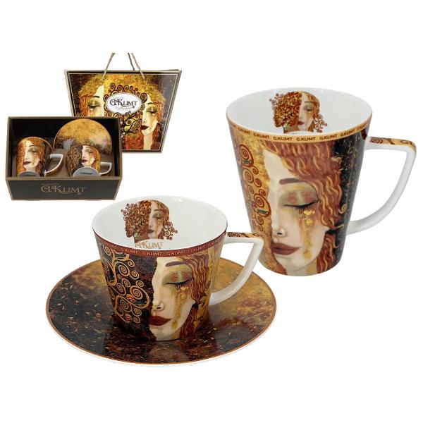Descoper&259; elegan&539;a &351;i rafinamentul într-o pauz&259; de ceai sau cafea — cu acest set inspirat de arta celebrului pictor Gustav Klimt Decorat cu motive aurii &351;i detalii sofisticate „Lacrimi de aur” aduce o not&259; de lux &351;i art&259; în rutina zilnic&259;strong data-start420 