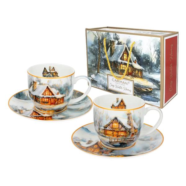Savureaz&259; o ceasca de ceai sau ciocolat&259; cald&259; în serile reci de iarn&259; cu acest elegant set de dou&259; ce&537;ti din por&539;elan cu farfurioare asortate decorat cu motive festive care evoc&259; magia s&259;rb&259;torilor Designul inspirat de iarn&259; &537;i Cr&259;ciun transform&259; rutina zilnic&259; într-un moment de s&259;rb&259;toare &537;i c&259;ldur&259; sufleteasc&259;ul data-start588 
