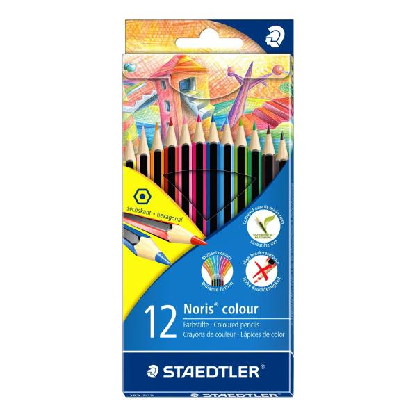 Primele creioane colorate realizate din materialul inovativ WOPEXForma traditionala hexagonalaRezistenta marita la rupereSetul contine 12 culori