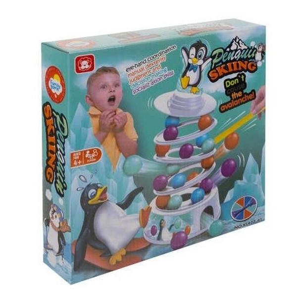Un joc captivant distractiv si educativ  Pinguin pe Turn este alegerea ideala pentru copiii care adora provocarile Acest joc de indemanare si echilibru ii ajuta pe cei mici sa-si dezvolte coordonarea mana-ochi rabdarea si precizia  oferindu-le in acelasi timp o experienta interactiva si plina de rasete Cum se joaca Copiii trebuie sa construiasca un turn din bile colorate  folosind cele 3 baze circulare incluse si sa aseze pinguinul in varf  fara sa il doboare La fiecare tura se 