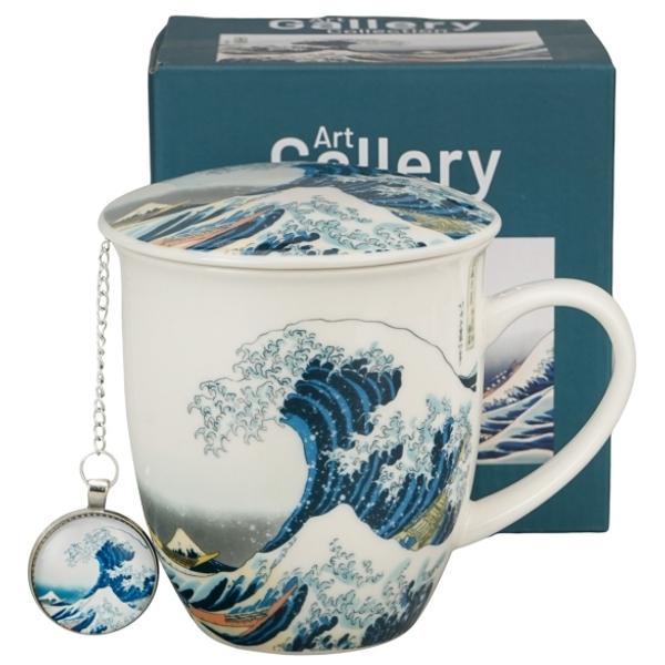 Cana cu capac si infuzor metalic cu pandantiv Hokusai Marele Val 400 ml 5973508