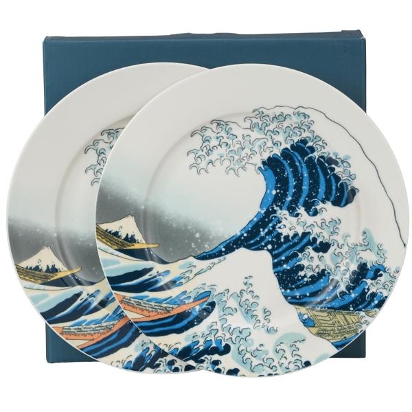 Set cu 2 farfurii din portelan - Hokusai Marele Val 19 cm 5957836
