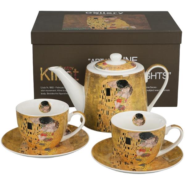 Acest set elegant &197;&159;i rafinat transform&196;&131; ritualul ceaiului într&226;&128;&145;o experien&197;&163;&196;&131; plin&196;&131; de stil &200;&153;i art&196;&131; Setul include un ceainic cu infuzor din inox ideal pentru prepararea ceaiului precum &197;&159;i dou&196;&131; c&196;&131;ni cu farfurioare toate decorate cu motive inspirate din celebrul tablou „The Kiss”p data-start518 
