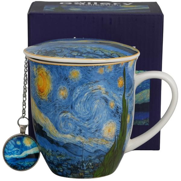 Aceast&196;&131; can&196;&131; cu infuzor aduce magia &197;&159;i farmecul nop&197;&163;ii înstelate direct în pauza ta de ceai sau cafea Decorat&196;&131; cu un design inspirat de „The Starry Night” imprimarea surprinde cerul nocturn plin de vârtejuri albastre &197;&159;i stele luminoase — fiecare înghi&200;&155;itur&196;&131; devine un moment artisticCana 