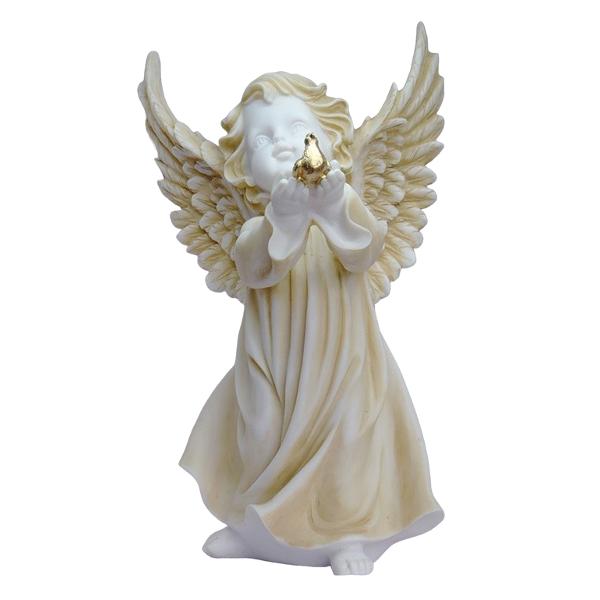 Figurina inger din alabastru inaltime&nbsp;32 cm lucrata cu atentie la detalii Perfecta pentru colectii cadouri sau pentru a adauga un strop de eleganta si spiritualitate in decorul casei tale Finisajul natural al alabastrului ii confera un aspect delicat si luminos