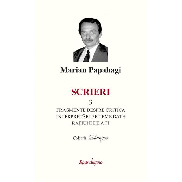 Insumand studii si eseuri critice recenzii interviuri conferinte proiecte legislative dedicate reformarii invatamantului universitar romanesc volumul de fata recompune caleidoscopic un emotionant portret intelectual al lui Marian Papahagi In panorama criticii literare contemporane ce inaugureaza acest stralucit desant al ideilor culturale se inscriu o seama de profiluri distincte ale caror contributii propun o abordare fenomenologica a creatiei artistice manifestand totodata un 