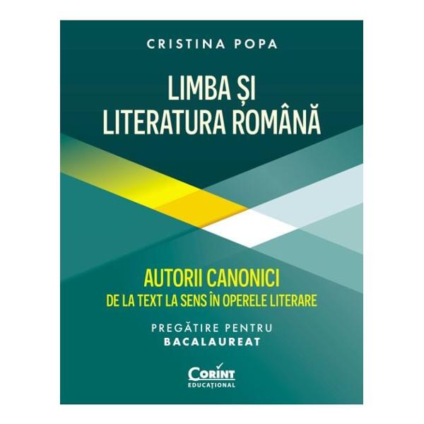 LIMBA SI LITERATURA ROMANA AUTORII CANONICI &ndash; DE LA TEXT LA SENS IN OPERELE LITERARE PREGATIRE PENTRU BACALAUREAT propune transformarea studierii limbii si literaturii romane intr-o experienta accesibila si placuta evitand capcanele comentariilor dificil de inteles si de asimilat In locul unor explicatii complicate si dense sunt prezentate idei clare si concise usor de retinut S-a renuntat la analizele traditionale presarate cu o terminologie greoaie in favoarea unora concise 