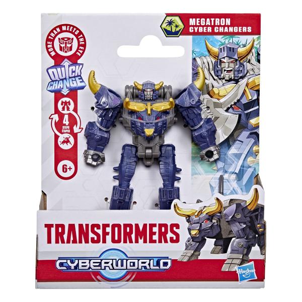 Transformers CYBERWORLD robot convertibil In Transformers CYBERWORLD copiii decid ce se intampla  si totul incepe cu jucarii minunate precum figurinele Cyber Changers Aceasta jucarie Transformers de 10 cm se transforma din modul robot in modul alternativ si este suficient de simpla pentru copiii cu varsta de 6 ani si peste Ofera copiilor un plus de inspiratie pentru povestiri cu jucariile CYBERWORLD suplimentare fiecare vanduta separat in functie de disponibilitate si descopera personaje 