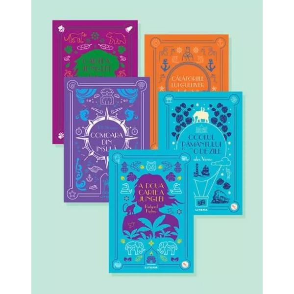 Pachetul con&200;&155;ineCARTEA JUNGLEI Rudyard Kipling Biblioteca pentru copiiCALATORIILE LUI GULLIVER Jonathan Swift Biblioteca pentru copiiCOMOARA DIN INSULA Robert Louis Stevenson Biblioteca pentru copiiOCOLUL PAMANTULUI IN 80 DE ZILE Biblioteca pentru copiiA DOUA CARTE A JUNGLEI Rudyard Kipling Biblioteca pentru copii