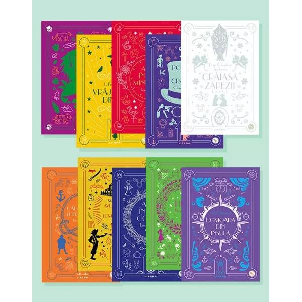 Pachetul contineCARTEA JUNGLEI Rudyard Kipling Biblioteca pentru copiiVRAJITORUL DIN OZ Frank Baum Biblioteca pentru copiiALICE IN TARA MINUNILOR Lewis Carroll Biblioteca pentru copiiPOVESTE DE CRACIUN Charles Dickens Biblioteca pentru copiiCRAIASA ZAPEZII BASME Hans Christian Andersen Biblioteca pentru copiiCALATORIILE LUI GULLIVER Jonathan Swift Biblioteca pentru copiiAVENTURILE LUI TOM SAWYER Mark Twain 