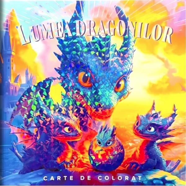 Aceasta carte nu este o carte traditionala cu text ci o carte de colorat pentru copii plina de ilustratii cu dragoni si scene fantasticeEste conceputa ca un material creativ in care copiii pot sa isi foloseasca culorile pentru a da viata imaginilor cu creaturi legendare si taramuri magiceCartea este potrivita ca material de petrecere a 