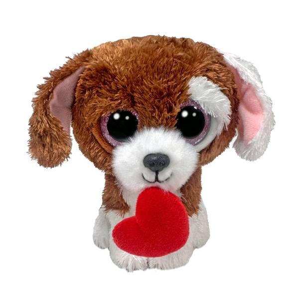 Jucarie de plus TY Beanie Boos - Cuddles caine cu inimioara 15 cm TY37398