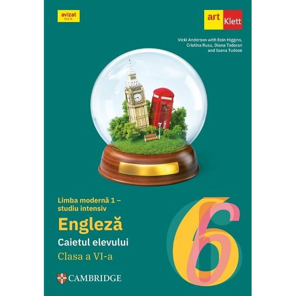 Limba engleza Limba moderna 1 studiu intensiv Caietul elevului pentru clasa a VI-a&nbsp;Prezentul auxiliar a fost avizat de MEC prin Ordinul nr5318 din 21112019 si se regaseste la pozitia nr38 din anexa OrdinuluiAuxiliarul este un instrument esential pentru elevii care studiaza limba engleza in regim intensiv conform programei scolare actuale Caietul este structurat clar si intuitiv cu exercitii variate care stimuleaza invatarea 
