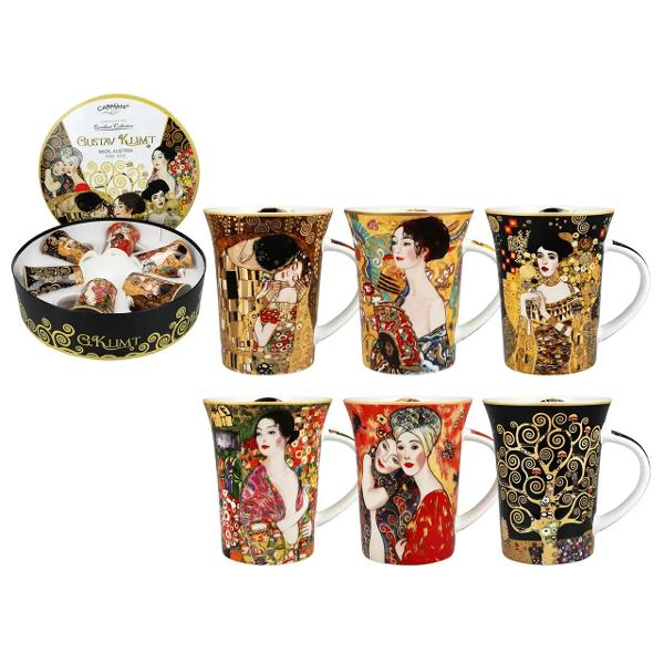 Savureaza bauturile calde cu stil cu acest set de 6 cani din portelan inspirate de operele lui Gustav Klimt Fiecare cana imbina&nbsp;design artistic&nbsp;cu&nbsp;functionalitate oferind o experienta eleganta la fiecare folosirestrong 