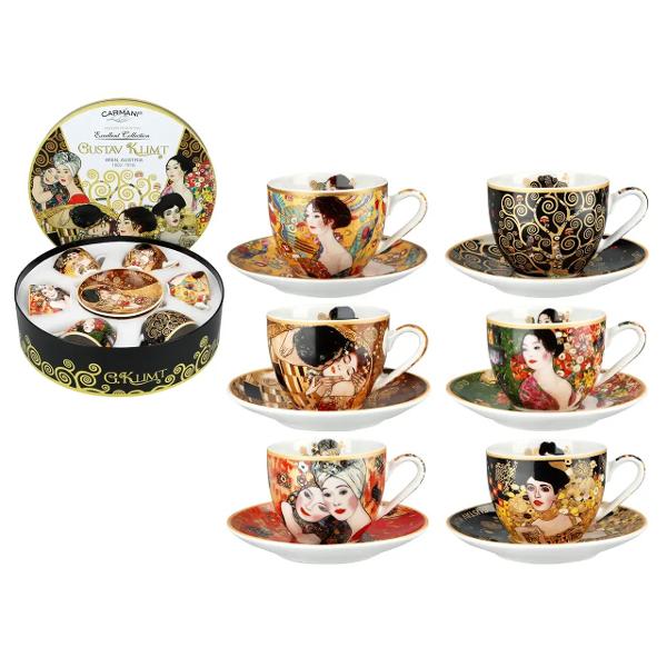 Bucura-te de momentele de cafea cu acest set elegant de 6 cesti pentru espresso din portelan fin fiecare inspirata dintr-un tablou celebru al lui Gustav Klimt Designul artistic transforma fiecare portie de espresso intr-o experienta vizuala si gustativa deosebitaMaterial premium&nbsp;Portelan 