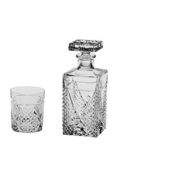 Set 6 pahare si Sticla pentru Whisky model MeganFabricate din cel mai fin Cristal de BohemiaVolum pahar cca 320 ml Volum sticla 700mlContinut plumb minim 24 PbO