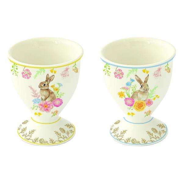 Completeaz&259; decorul mesei tale de prim&259;var&259; sau de Pa&537;te cu acest set de dou&259; suporturi din por&539;elan pentru ou&259; din colec&539;ia&nbsp;Tres Jolie&nbsp;de la&nbsp;Easy Life Fiecare suport are un design delicat alb decorat cu un iepura&537; 