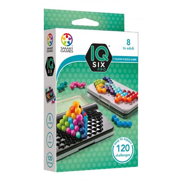 Smart Games - IQ Six Pro joc de logic&259; cu 120 de provoc&259;riIQ Six Pro ofer&259; 120 de provoc&259;ri de logic&259; cu dou&259; grile diferite pentru puzzle-uri 2D &537;i construc&539;ii piramidale 3D Potrivit pentru copii de 8 aniJocul propune puzzle-uri variate de la aranjamente plane la construc&539;ii spa&539;iale folosind 12 piese colorate Pe partea inferioar&259; a tablei copiii pot crea modele de fluturi colora&539;i pe o gril&259; 