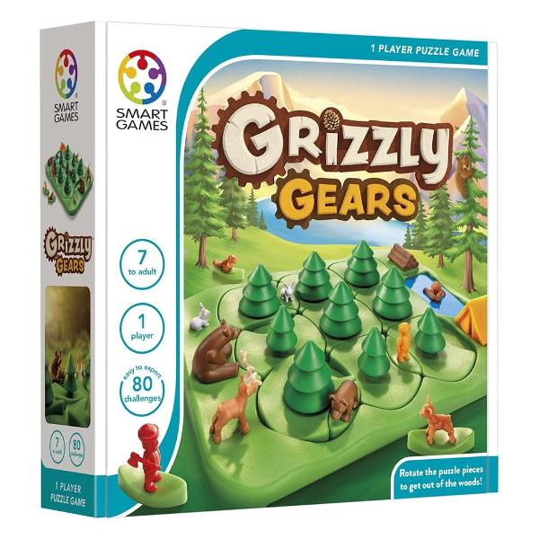 Smart Games - Grizzly Gears joc de logic&259; cu 80 de provoc&259;ri 7 aniPlonjeaz&259; &icirc;ntr-o aventur&259; fascinant&259; &icirc;n inima p&259;durii cu jocul de logic&259; Grizzly Gears Juc&259;torii trebuie s&259; navigheze prin p&259;dure &537;i s&259; ajung&259; la destina&539;ie f&259;r&259; a &icirc;nt&acirc;lni Mama Ursoaic&259; Piesele tip puzzle trebuie potrivite pe tabla de joc conform imaginii din provocarea aleas&259; iar apoi rotite pentru 