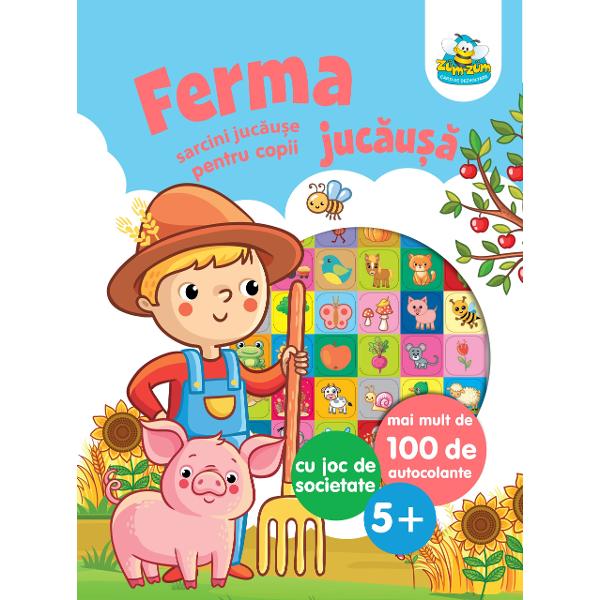 Aceast&259; carte con&539;ine 23 de sarcini distractive &537;i variate cu animalele de la ferm&259; un joc de societate &537;i peste 100 de autocolanteSarcinile sunt &icirc;nso&539;ite de imagini ceea ce duce la o &icirc;n&539;elegere rapid&259; a acestora astfel &icirc;nc&acirc;t copiii s&259; se poat&259; juca &537;i f&259;r&259; ajutorul p&259;rin&539;ilor Cu ajutorul acestor activit&259;&539;i copiii se vor distra &537;i vor &icirc;nv&259;&539;a prin joc 