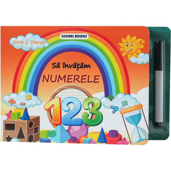 S&259; &icirc;nv&259;&539;&259;m Numerele &ndash; Scrie &537;i &536;tergeAceast&259; carte educativ&259; &537;i distractiv&259; &icirc;l va ajuta pe copilul dumneavoastr&259; s&259; &icirc;nve&539;e cifrele formele geometrice &537;i s&259; efectueze calcule matematice simple cu adun&259;ri &537;i sc&259;deriCartea con&539;ine &537;i o carioc&259; magic&259; cu ajutorul c&259;reia copilul poate exersa iar si iar 