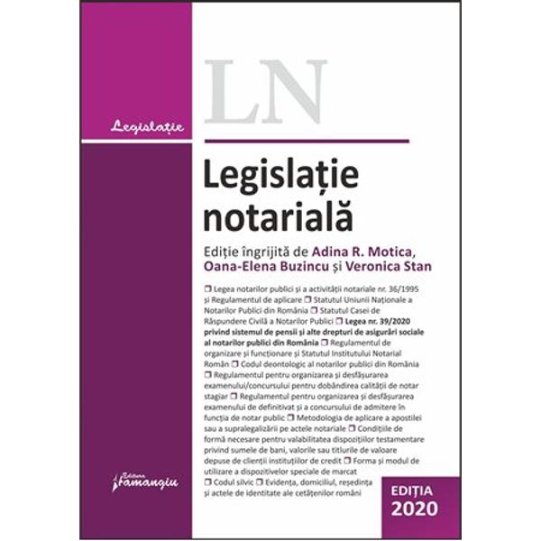 Lucrarea Legislatie notariala a fost conceputa ca un instrument de baza de informare si de orientare intr-un domeniu aflat intr-o continua crestere formare si trans-formareIn acest sens volumul Legislatie notariala reprezinta pe de o parte pasaportul legislativ de trecere in profesia de notar deoarece se adreseaza in primul rand celor care se pregatesc pentru sustinerea examenului sau concursului privind dobandirea calitatii de notar 