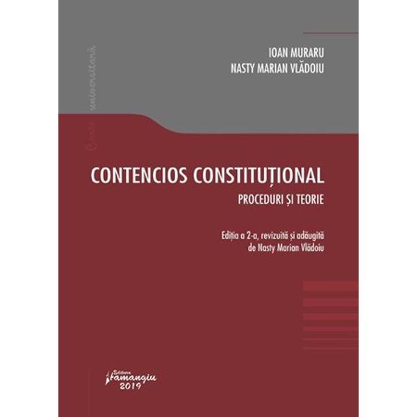 In contextul evolutiei generale a societatii romanesti in ultimii ani si sistemul juridic romanesc a cunoscut si cunoaste metamorfoze si imbunatatiri Controlul constitutionalitatii este incredintat Curtii Constitutionale ca autoritate publica ce indeplineste functia de garant al suprematiei ConstitutieiAstfel lucrarea de fata care are la baza cursul Contencios constitutional aparut in anul 2009 este o editie revizuita si adaugita unde s-au avut in vedere 