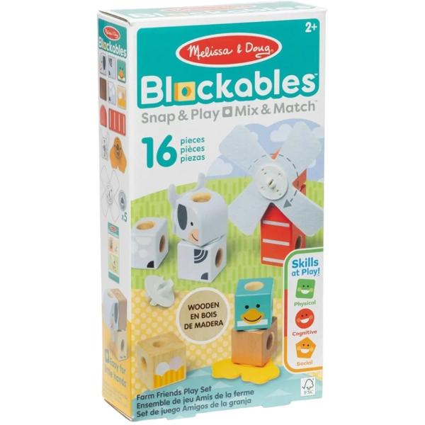 Melissa and Doug Setul de Constructie Prietenii De La Ferma este un set creativ din lemn special conceput pentru copiii de peste 2 ani care incurajeaza joaca libera si dezvoltarea abilitatilor esentiale Setul include 16 piese robuste din lemn usor de manevrat de mainile mici ce pot fi combinate si reasamblate pentru a crea diferite personaje si elemente inspirate din universul fermei Copiii pot potrivi si amesteca blocurile pentru a forma animalute simpatice sau pentru a inventa 