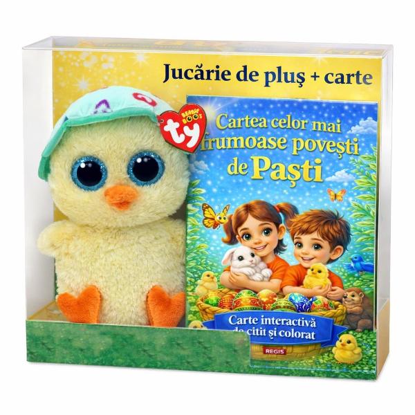 Pachet format din jucariaJucarie de plus TY Beanie Boos - Emmie pui cu palarie 15 cm TY 37405Cartea celor mai frumoase pove&537;ti de Pa&537;tiCarte interactiv&259; de citit &537;i colorat &ndash; Editura REGISAceast&259; carte s-a n&259;scut din dorin&539;a de a aduce &icirc;n inimile copiilor lumina credin&539;a &537;i bucuria s&259;rb&259;torii Pa&537;telui
